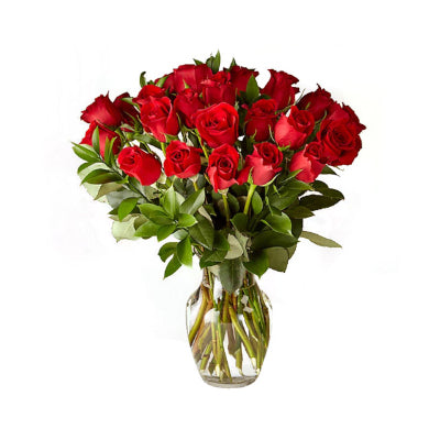 24 Red Roses Vase