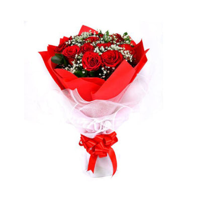 12 Stem Red Roses Bouquet